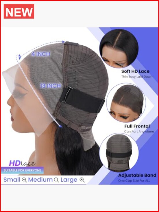 13x4 Body Wave Lace Front Wig Human Hair 180% Density HD Transparent Lace main image 4